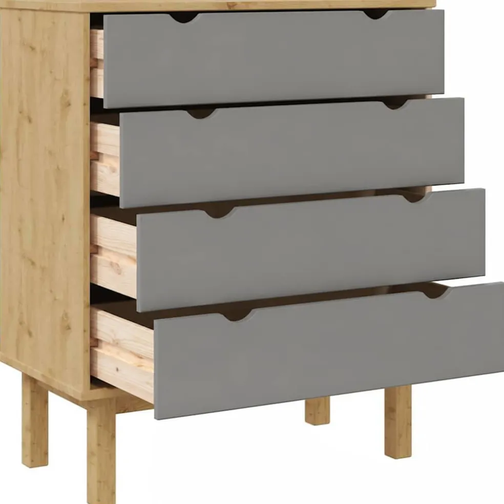 vidaXL Ladekast OTTA 76,5x39,5x90 cm massief grenenhout bruin en grijs