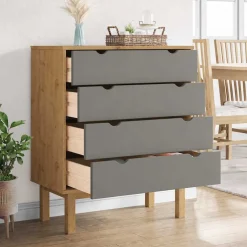 vidaXL Ladekast OTTA 76,5x39,5x90 cm massief grenenhout bruin en grijs
