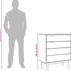 vidaXL Ladekast OTTA 76,5x39,5x90 cm massief grenenhout bruin en grijs