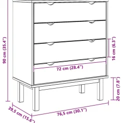 vidaXL Ladekast OTTA 76,5x39,5x90 cm massief grenenhout bruin en grijs
