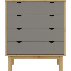 vidaXL Ladekast OTTA 76,5x39,5x90 cm massief grenenhout bruin en grijs