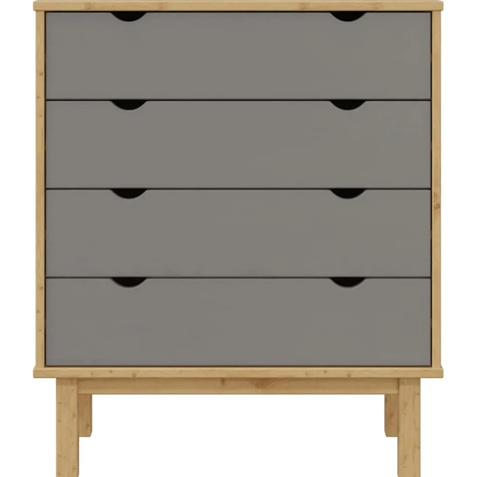 vidaXL Ladekast OTTA 76,5x39,5x90 cm massief grenenhout bruin en grijs