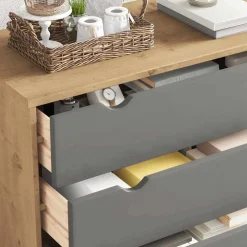 vidaXL Ladekast OTTA 76,5x39,5x90 cm massief grenenhout bruin en grijs
