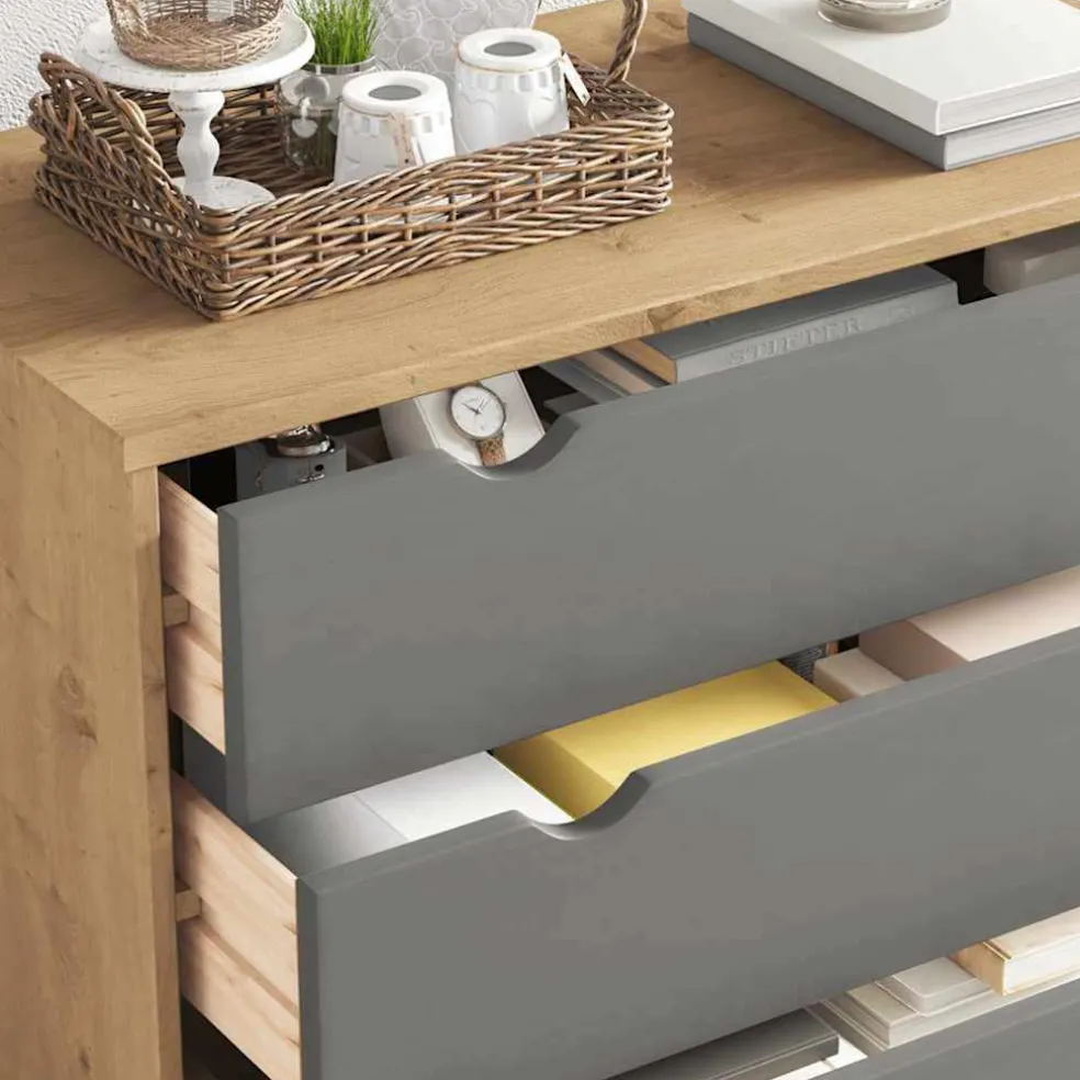 vidaXL Ladekast OTTA 76,5x39,5x90 cm massief grenenhout bruin en grijs