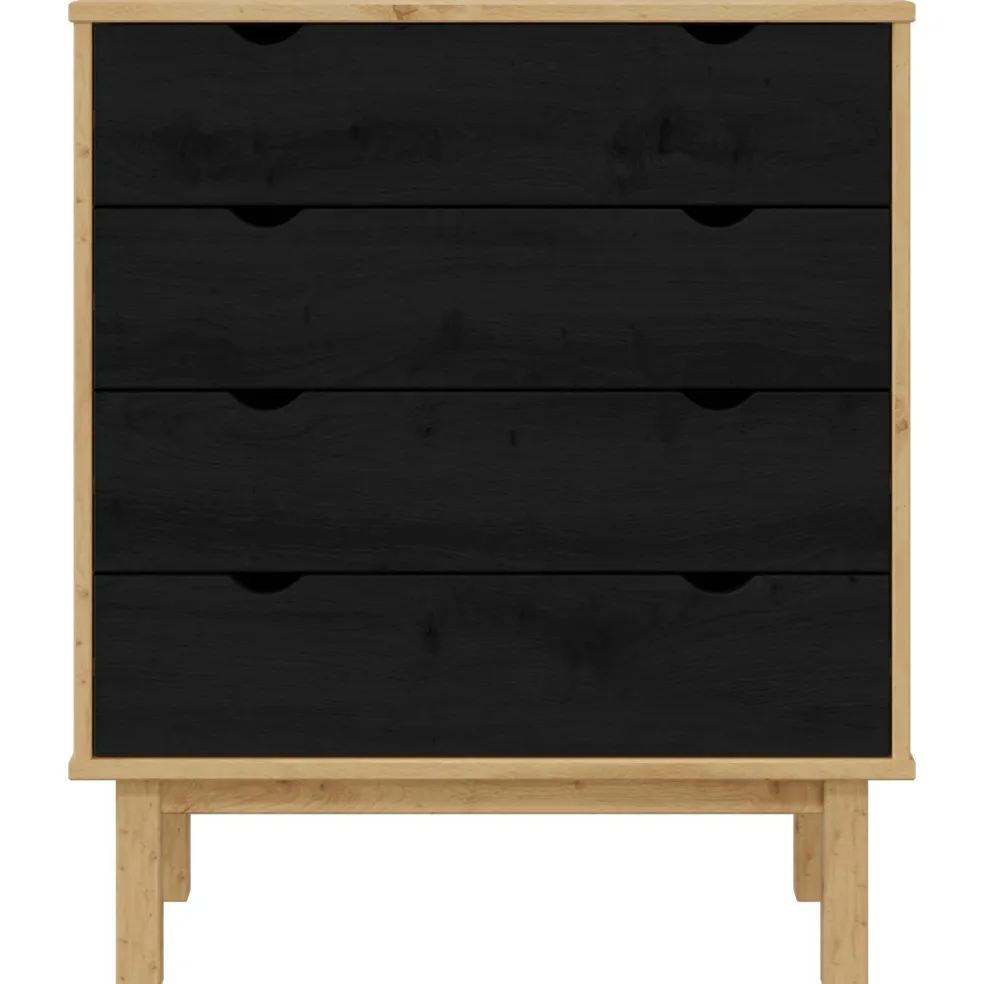 vidaXL Ladekast OTTA Zwart 76,5 x 39,5 x 90 cm Massief grenenhout
