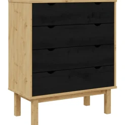 vidaXL Ladekast OTTA Zwart 76,5 x 39,5 x 90 cm Massief grenenhout