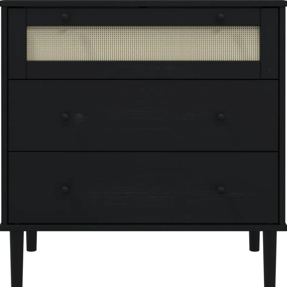 vidaXL Ladekast SENJA rattan-look 80x40x80 cm massief grenenhout zwart
