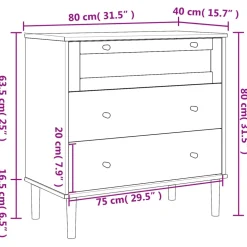 vidaXL Ladekast SENJA rattan-look 80x40x80 cm massief grenenhout zwart