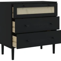 vidaXL Ladekast SENJA rattan-look 80x40x80 cm massief grenenhout zwart