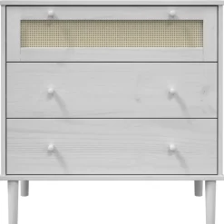 vidaXL Ladekast SENJA rattan-look 80x40x80 cm massief grenenhout wit