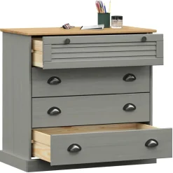 vidaXL Ladekast VIGO 80x40x76 cm massief grenenhout grijs