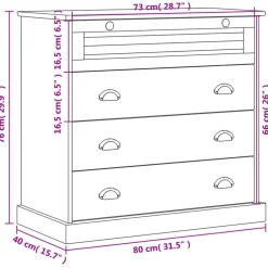 vidaXL Ladekast VIGO 80x40x76 cm massief grenenhout