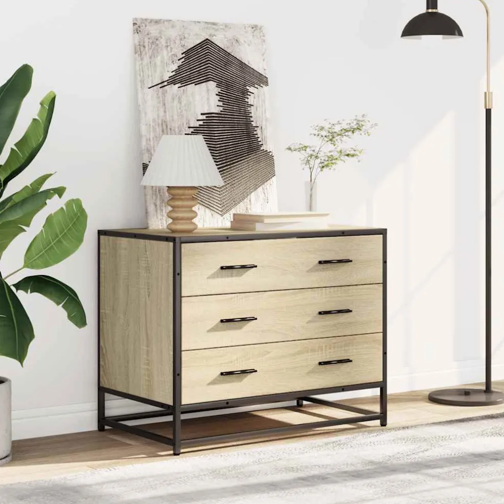 vidaXL Ladekast 70x41x56 cm bewerkt hout sonoma eikenkleurig
