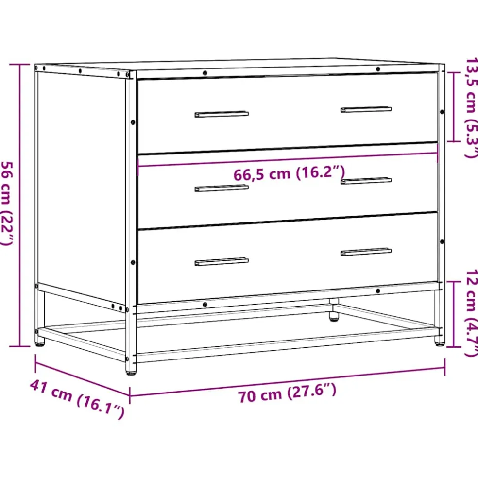 vidaXL Ladekast 70x41x56 cm bewerkt hout sonoma eikenkleurig