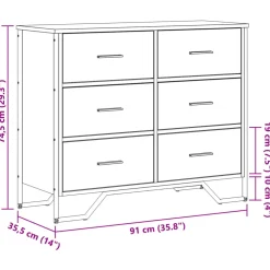 vidaXL Ladekast 91x35,5x74,5 cm bewerkt hout zwart