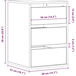 vidaXL Ladekast 40x41x58 cm bewerkt hout artisanaal eikenkleurig
