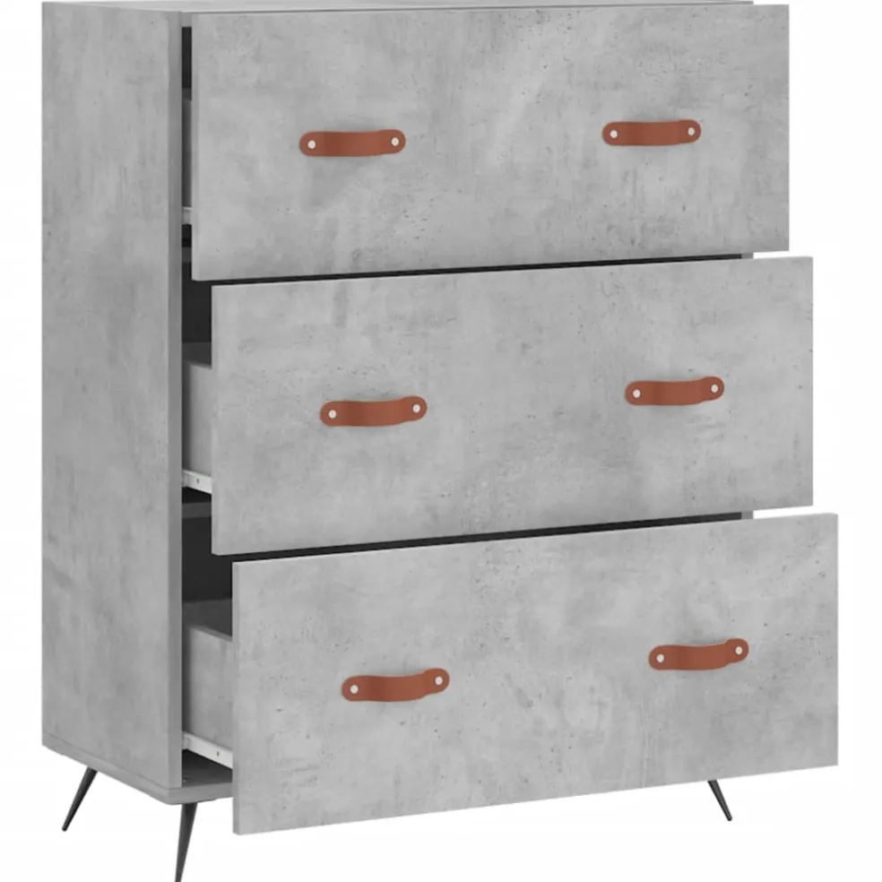 vidaXL Ladekast 69,5x34x90 cm bewerkt hout betongrijs