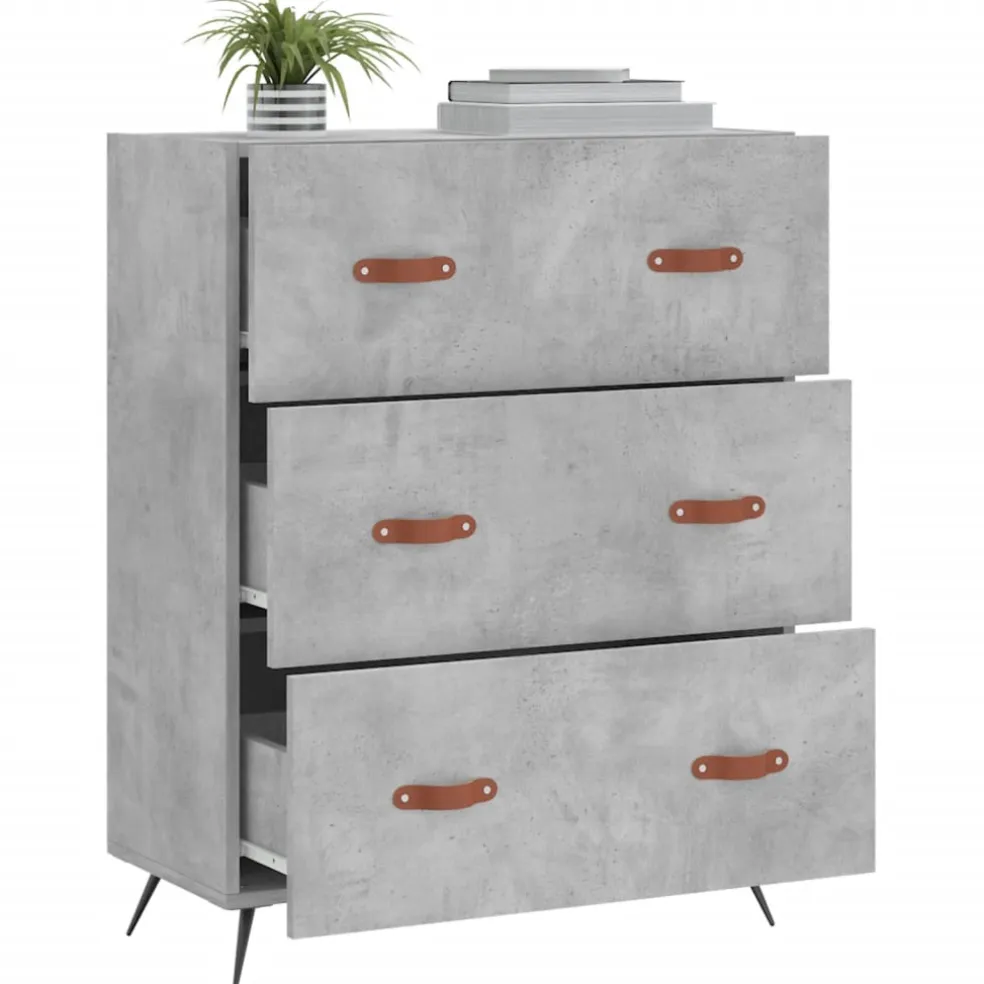 vidaXL Ladekast 69,5x34x90 cm bewerkt hout betongrijs