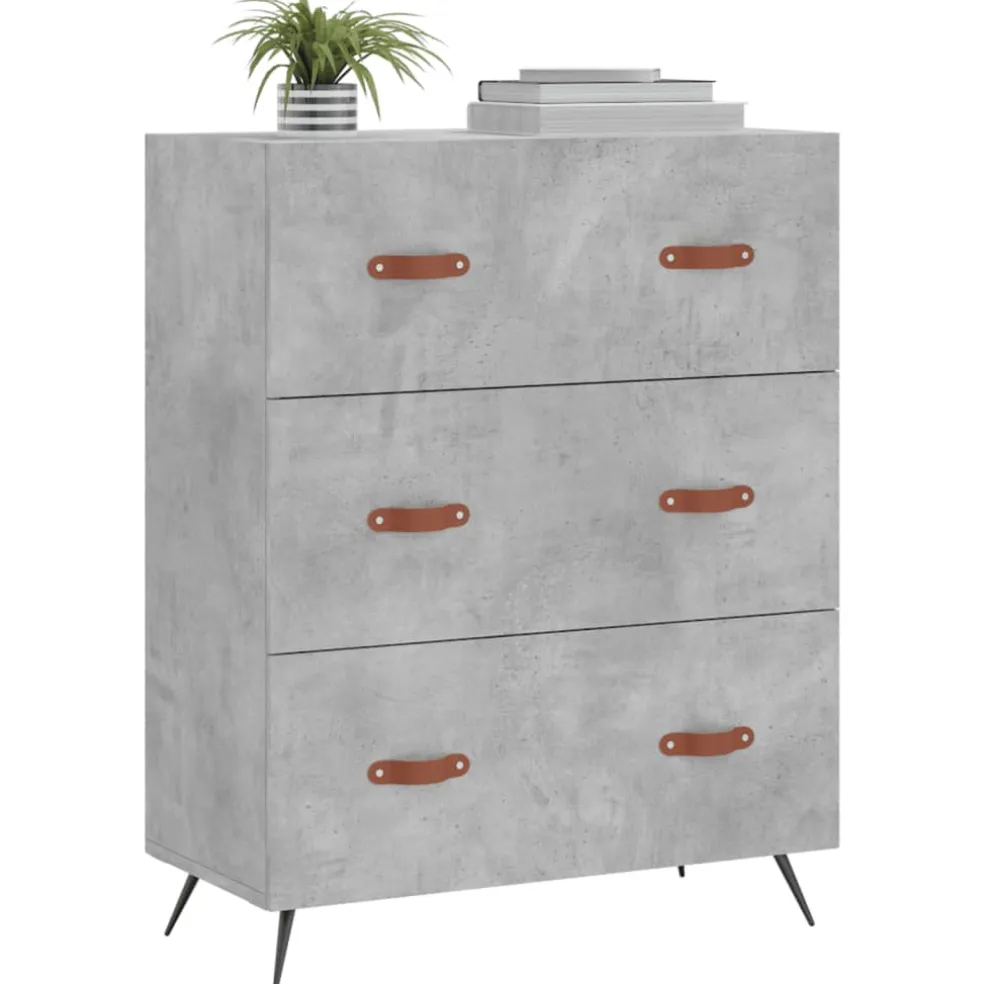 vidaXL Ladekast 69,5x34x90 cm bewerkt hout betongrijs