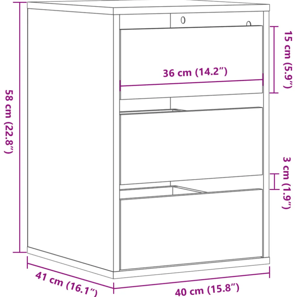 vidaXL Ladekast 40x41x58 cm bewerkt hout wit