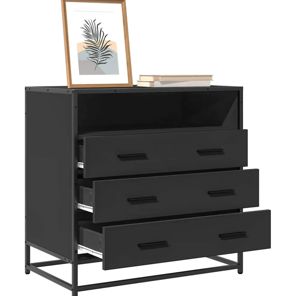 vidaXL Ladekast 70x41x70 cm bewerkt hout zwart