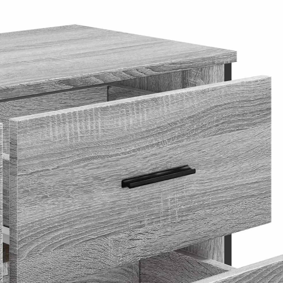 vidaXL Ladekast 91x35,5x74,5 cm bewerkt hout grijs sonoma eikenkleurig