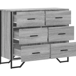 vidaXL Ladekast 91x35,5x74,5 cm bewerkt hout grijs sonoma eikenkleurig