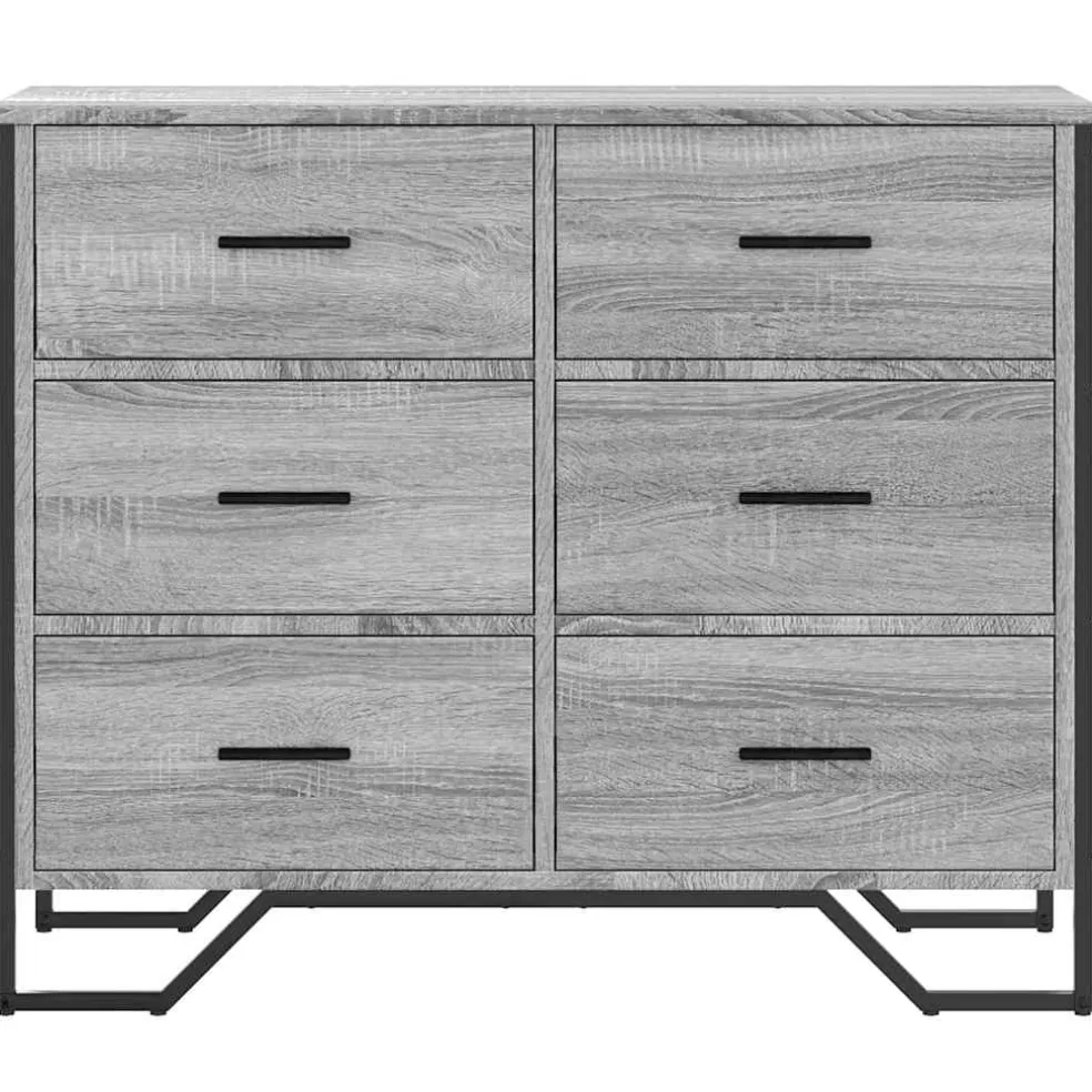 vidaXL Ladekast 91x35,5x74,5 cm bewerkt hout grijs sonoma eikenkleurig