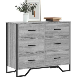 vidaXL Ladekast 91x35,5x74,5 cm bewerkt hout grijs sonoma eikenkleurig