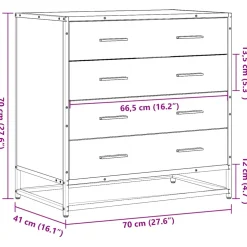 vidaXL Ladekast 70x41x70 cm bewerkt hout sonoma eikenkleurig