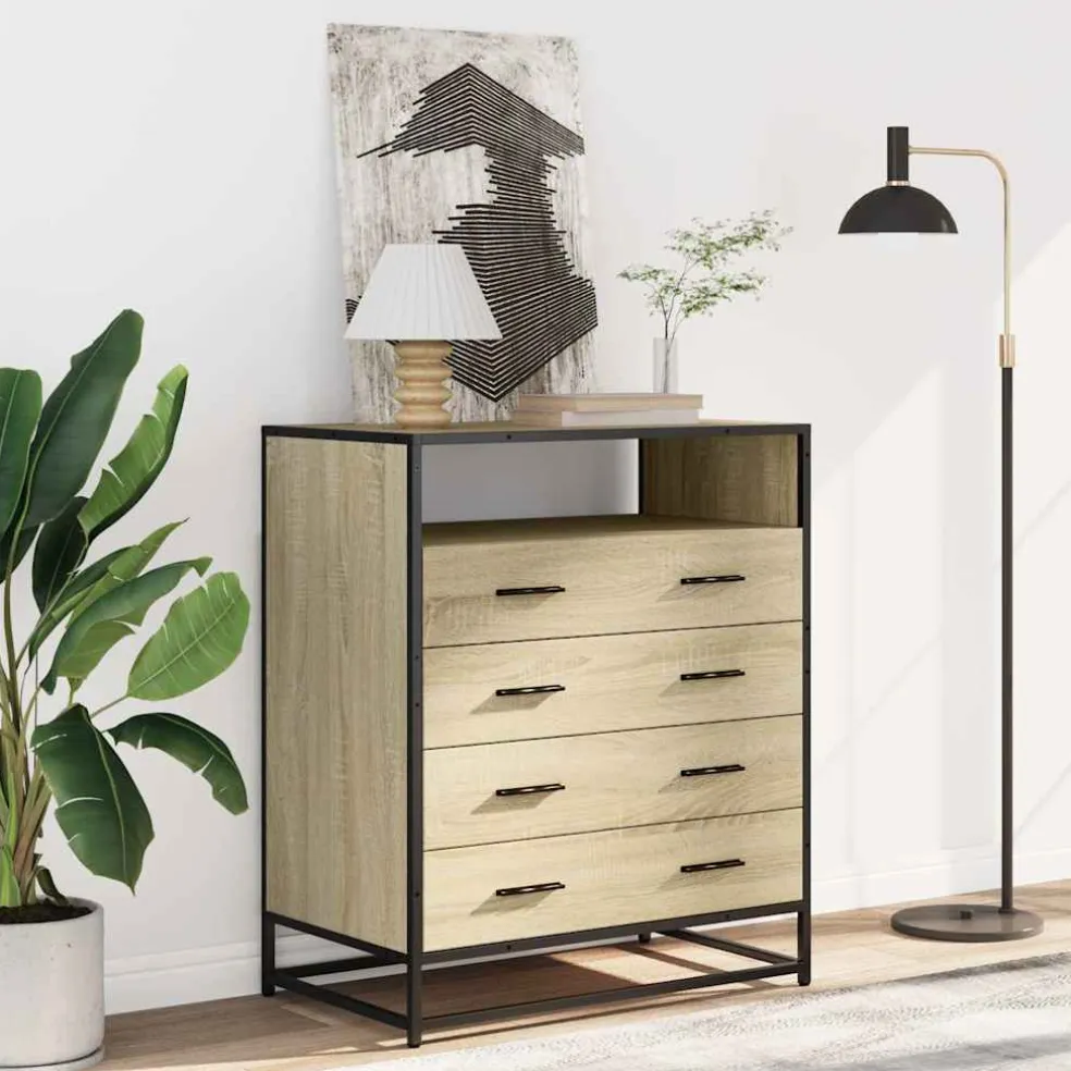 vidaXL Ladekast 70x41x83,5 cm bewerkt hout sonoma eikenkleurig