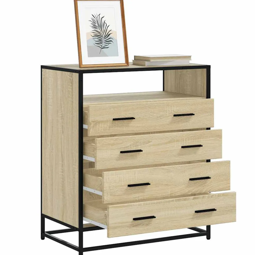 vidaXL Ladekast 70x41x83,5 cm bewerkt hout sonoma eikenkleurig