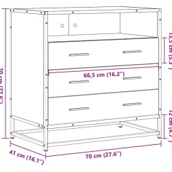 vidaXL Ladekast 70x41x70 cm bewerkt hout grijs sonoma eikenkleurig