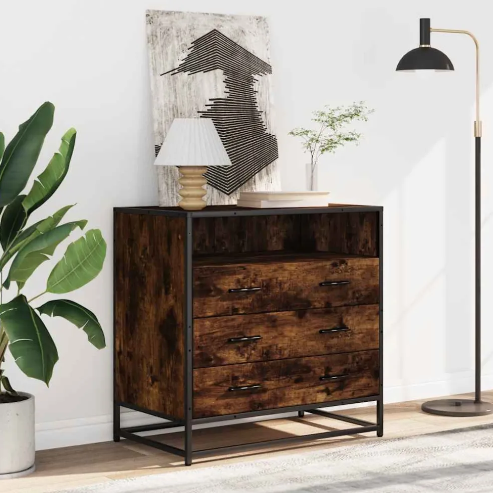 vidaXL Ladekast 70x41x70 cm bewerkt hout gerookt eikenkleurig