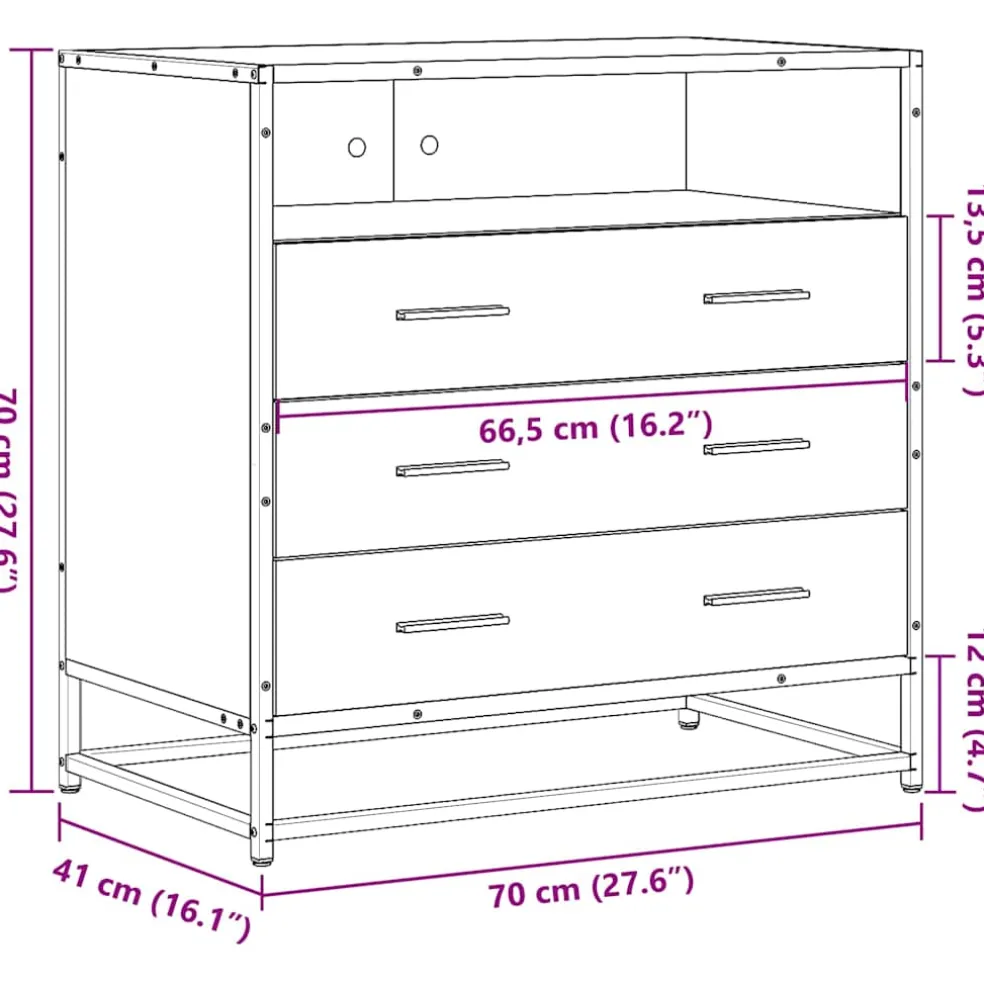 vidaXL Ladekast 70x41x70 cm bewerkt hout gerookt eikenkleurig