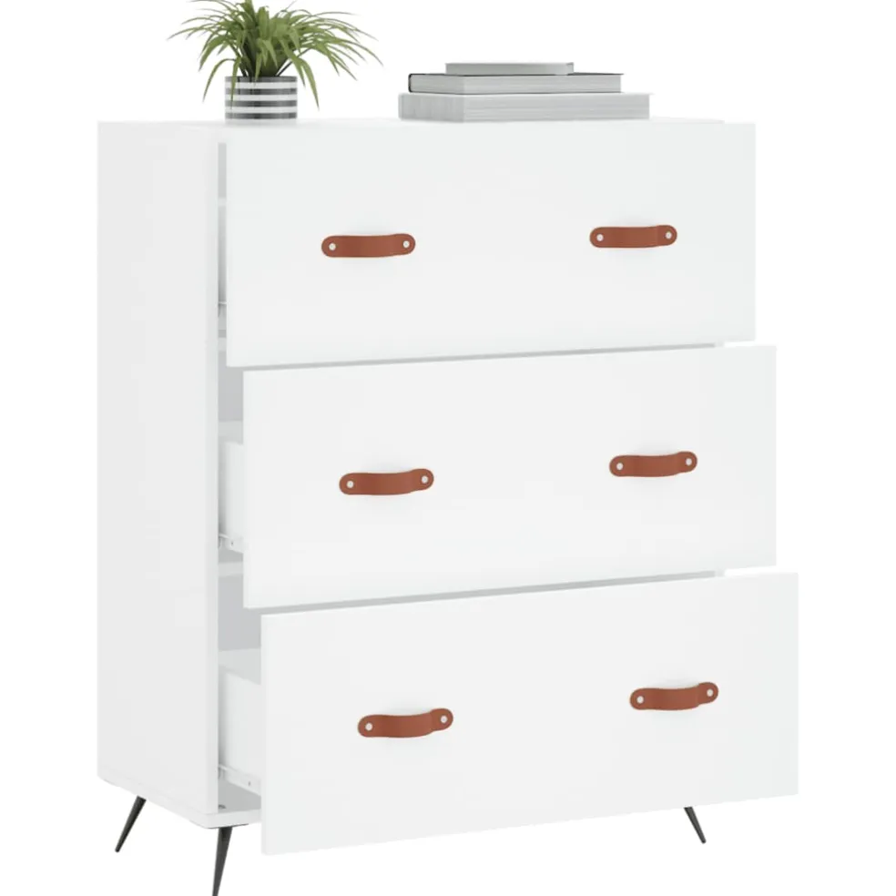 vidaXL Ladekast 69,5x34x90 cm bewerkt hout wit