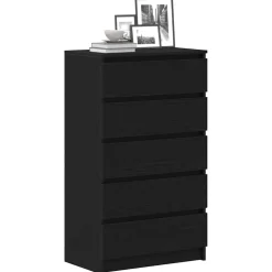 vidaXL Ladekast 60x36x103 cm bewerkt hout zwart eikenkleur