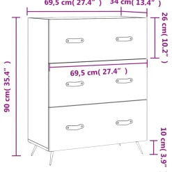 vidaXL Ladekast 69,5x34x90 cm bewerkt hout sonoma eikenkleurig