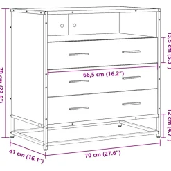 vidaXL Ladekast 70x41x70 cm bewerkt hout bruin eikenkleur