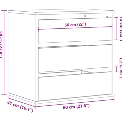 vidaXL Ladekast 60x41x58 cm bewerkt hout zwart