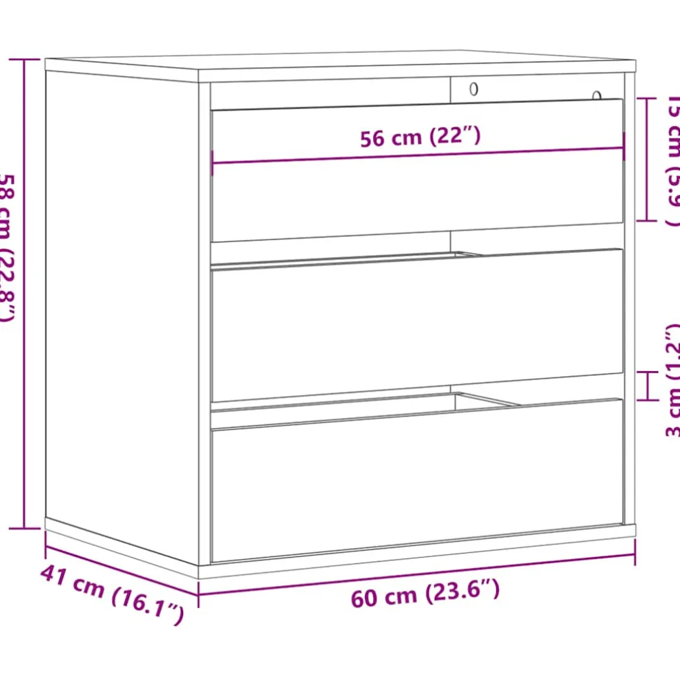vidaXL Ladekast 60x41x58 cm bewerkt hout zwart
