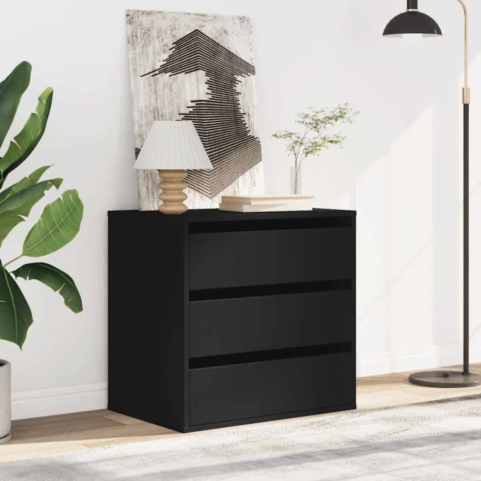 vidaXL Ladekast 60x41x58 cm bewerkt hout zwart