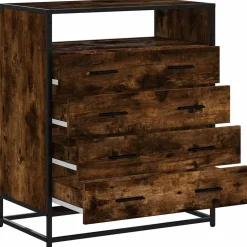 vidaXL Ladekast 70x41x83,5 cm bewerkt hout gerookt eikenkleurig