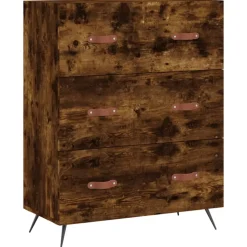 vidaXL Ladekast 69,5x34x90 cm bewerkt hout gerookt eikenkleurig