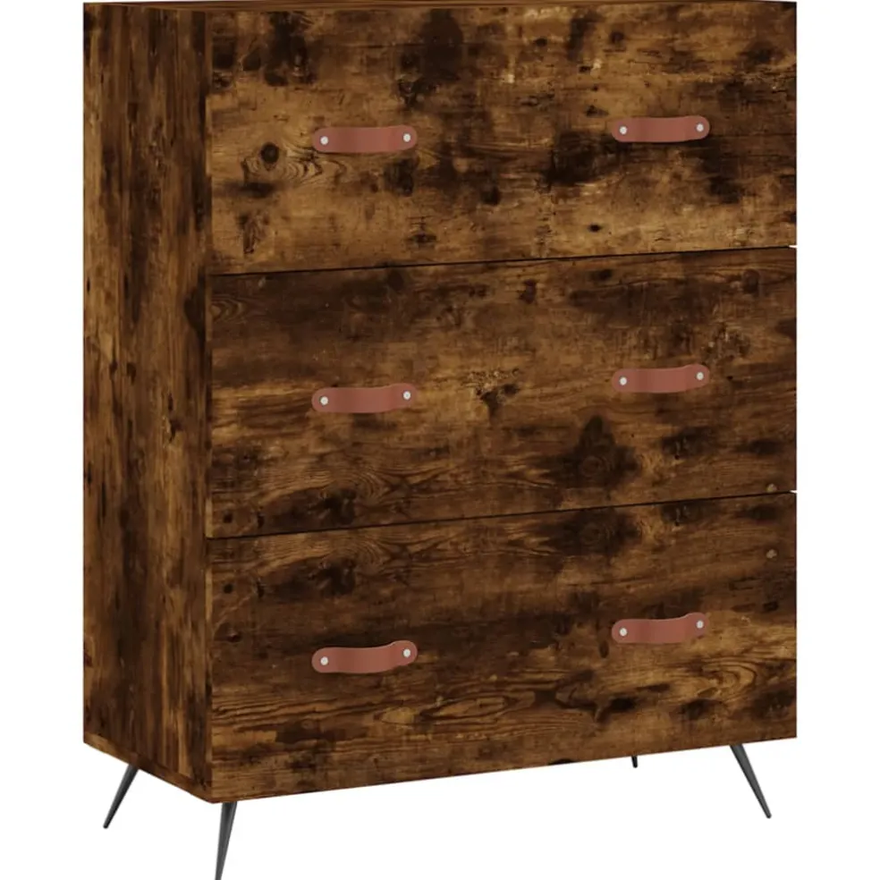 vidaXL Ladekast 69,5x34x90 cm bewerkt hout gerookt eikenkleurig