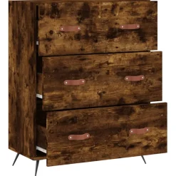 vidaXL Ladekast 69,5x34x90 cm bewerkt hout gerookt eikenkleurig