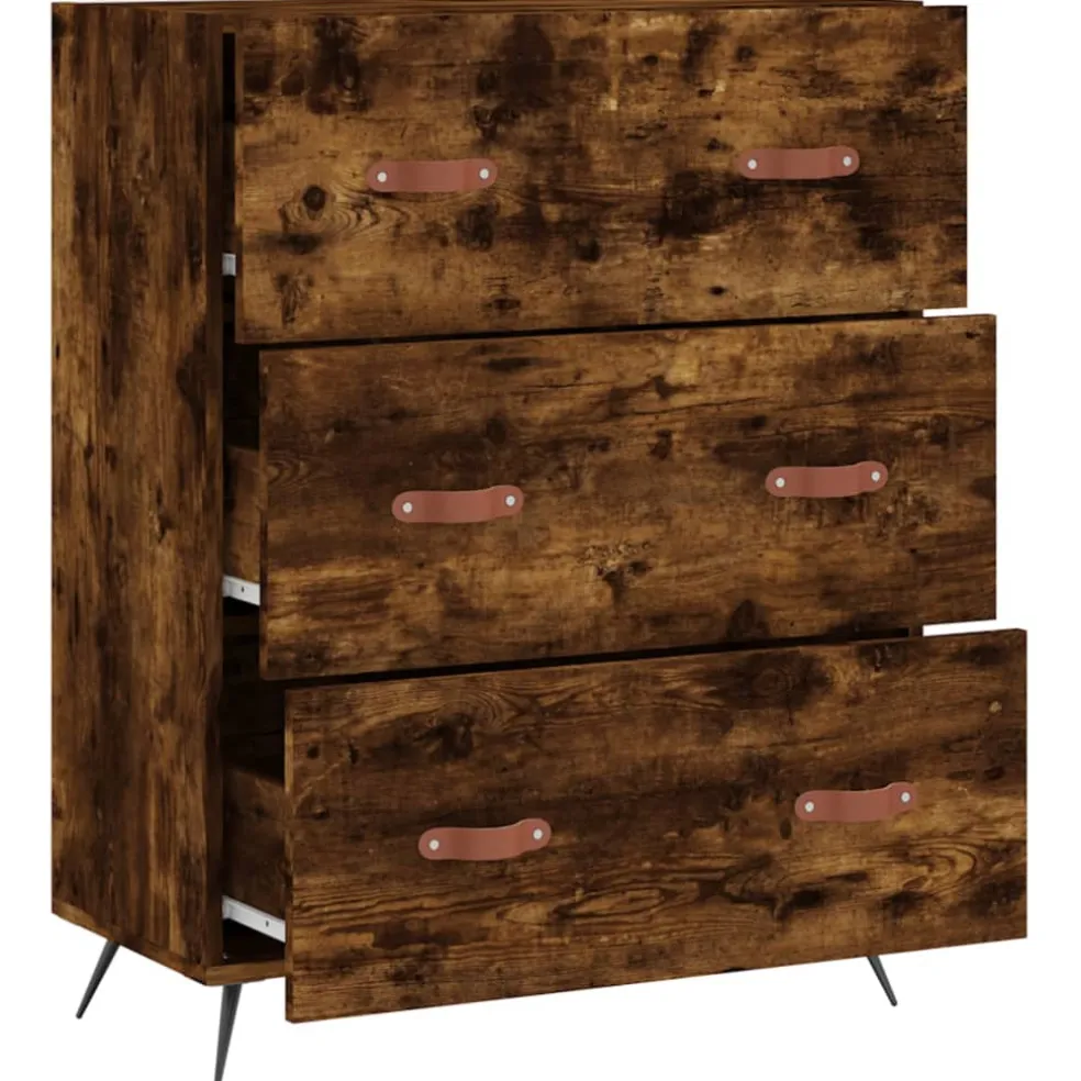 vidaXL Ladekast 69,5x34x90 cm bewerkt hout gerookt eikenkleurig
