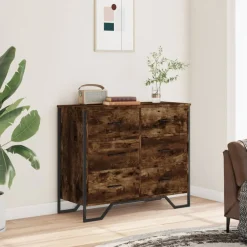 vidaXL Ladekast 91x35,5x74,5 cm bewerkt hout gerookt eikenkleurig