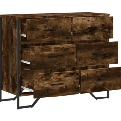 vidaXL Ladekast 91x35,5x74,5 cm bewerkt hout gerookt eikenkleurig