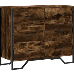 vidaXL Ladekast 91x35,5x74,5 cm bewerkt hout gerookt eikenkleurig